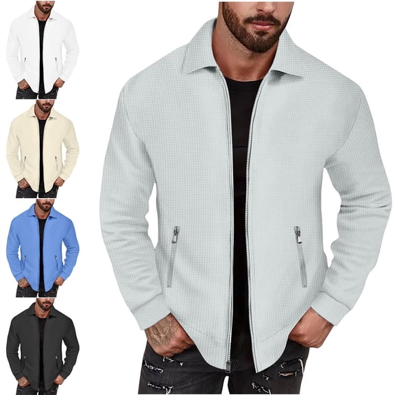 Zysthvn Outdoor Winter Jackets for Men Big and Tall Lightweight Casual Coats for Men Solid with Pockets Stand Collar Long Sleeve