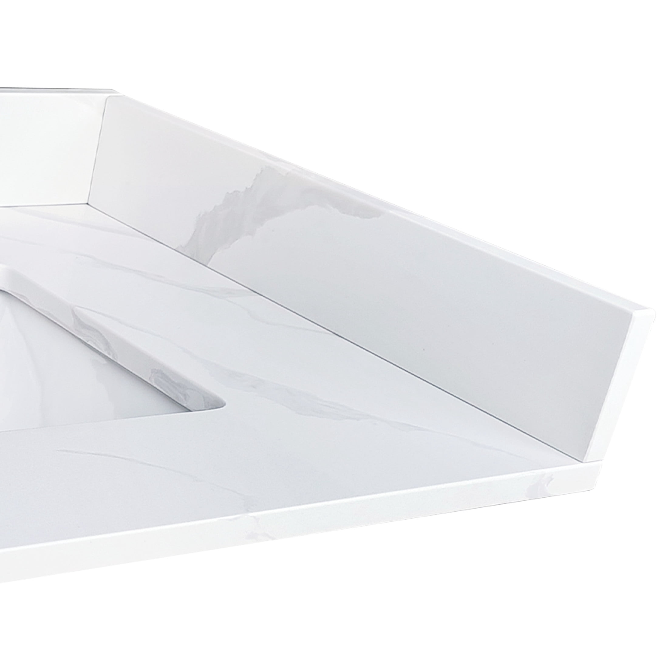 Noble House 21.3-Inch Quartz Side Splash for Bathroom Vanity Top, 4-Inch Height, White