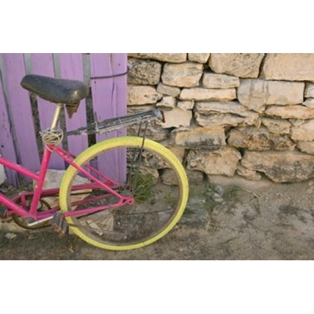 Colorful Bicycle on Salt Cay Island Turks and Caicos Caribbean Canvas Art - Walter Bibikow  DanitaDelimont (26 x