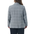thumbnail image 4 of DARING DIVA Women's Plus Plaid Notched Lapel Business Blazer Jackets 1X Dark Blue, 4 of 6