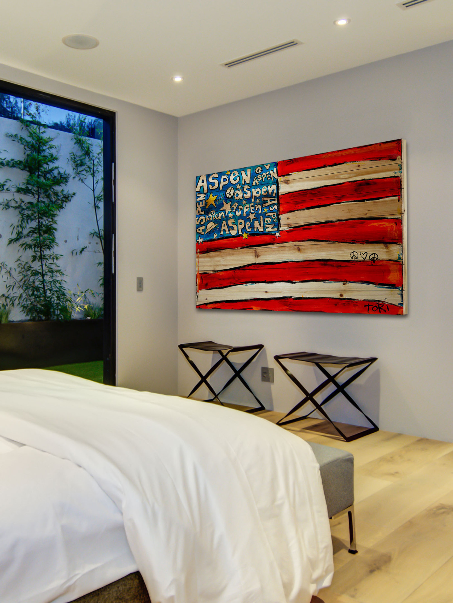 Marmont Hill "Aspen Flag" by Tori Campisi Painting Print on Natural Pine Wood
