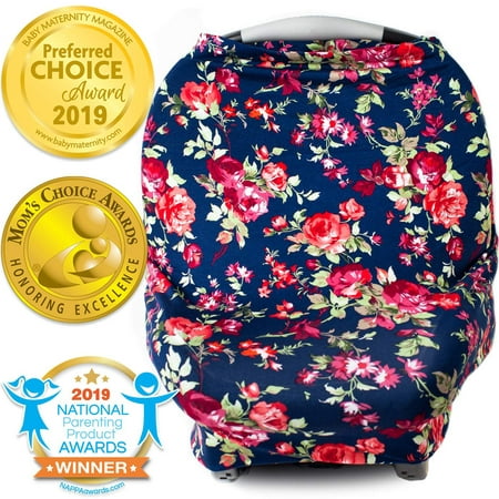 Nursing Cover, Amerteer Car Seat Canopy, Shopping Cart, High Chair, Stroller and Carseat Covers for Boys or Girls- Best Stretchy Infinity Scarf and Shawl- Multi Use Breastfeeding (Best Shopping Cart Cover 2019)