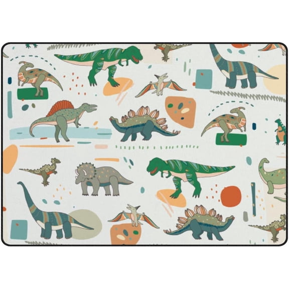 SKYSONIC Area Rug Dinosaurs Cartoon Pattern Nursery Rug Floor Mat Kids Playing Mat 5'3" x 4' (63 x 48 in) for Living Room Bedroom