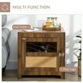 thumbnail image 3 of PawHut Dog Crate Furniture with Cushion, Wooden Dog Kennel End Table with Lockable Door, for Miniature Dogs, Indoor, Walnut, 3 of 9