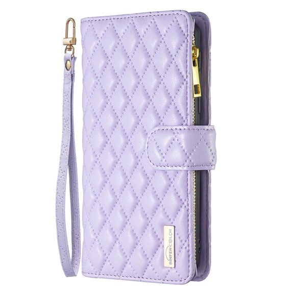 Dteck for Galaxy S22 Plus 5G (2022) Case with Detachable Wrist Strap, Flip Stand Card Holder Zipper Wallet PU Leather Protective Case for Samsung Galaxy S22 / Galaxy S22 Plus 6.6", Purple