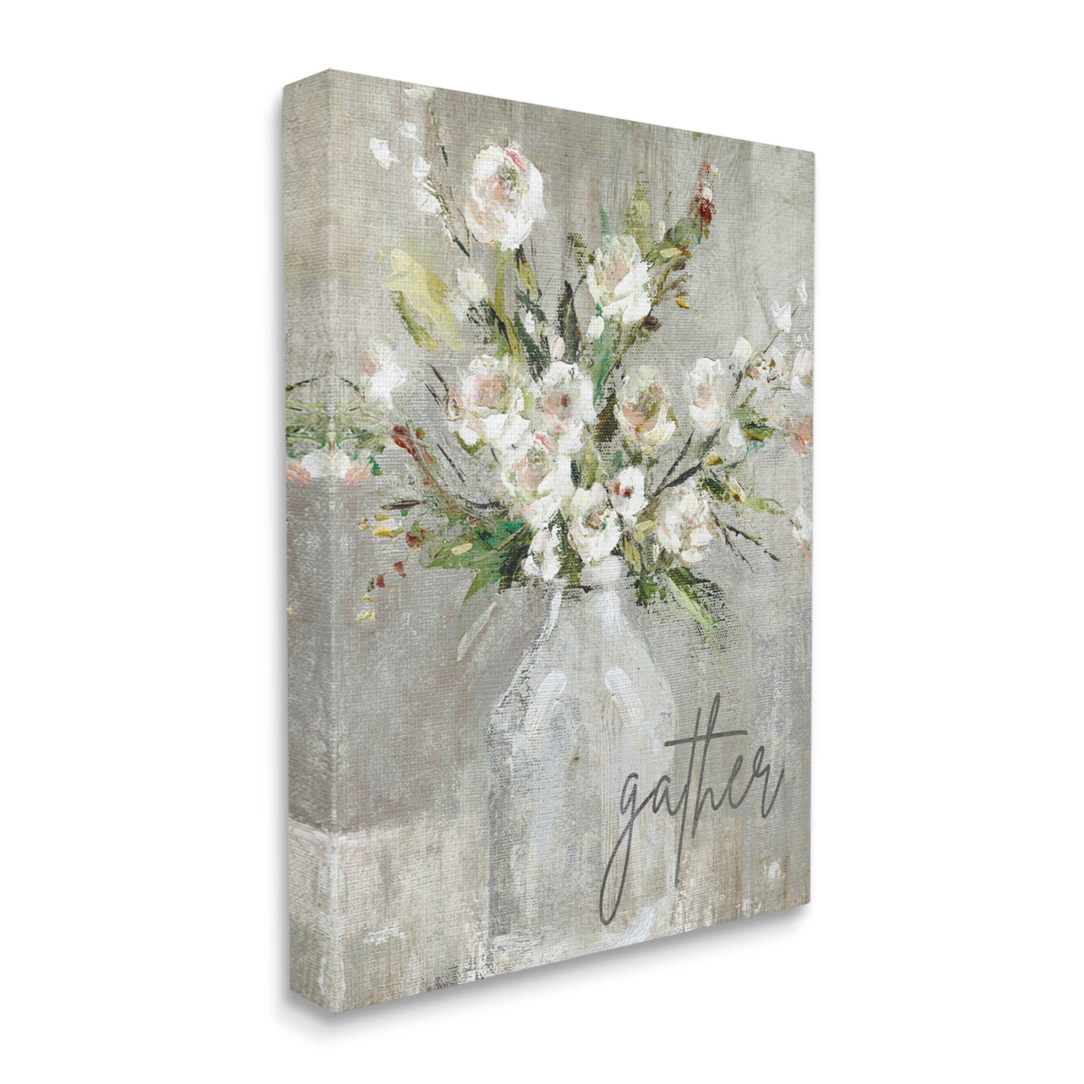 Stupell Industries Gather White Floral Bouquet Graphic Art Gallery Wrapped Canvas Print Wall Art, Design by Carol Robinson