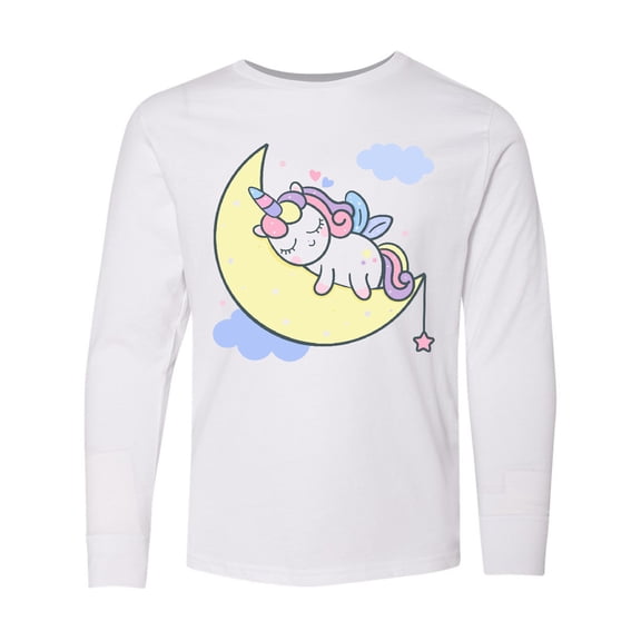 Inktastic Unicorn Moon Long Sleeve Youth T-Shirt