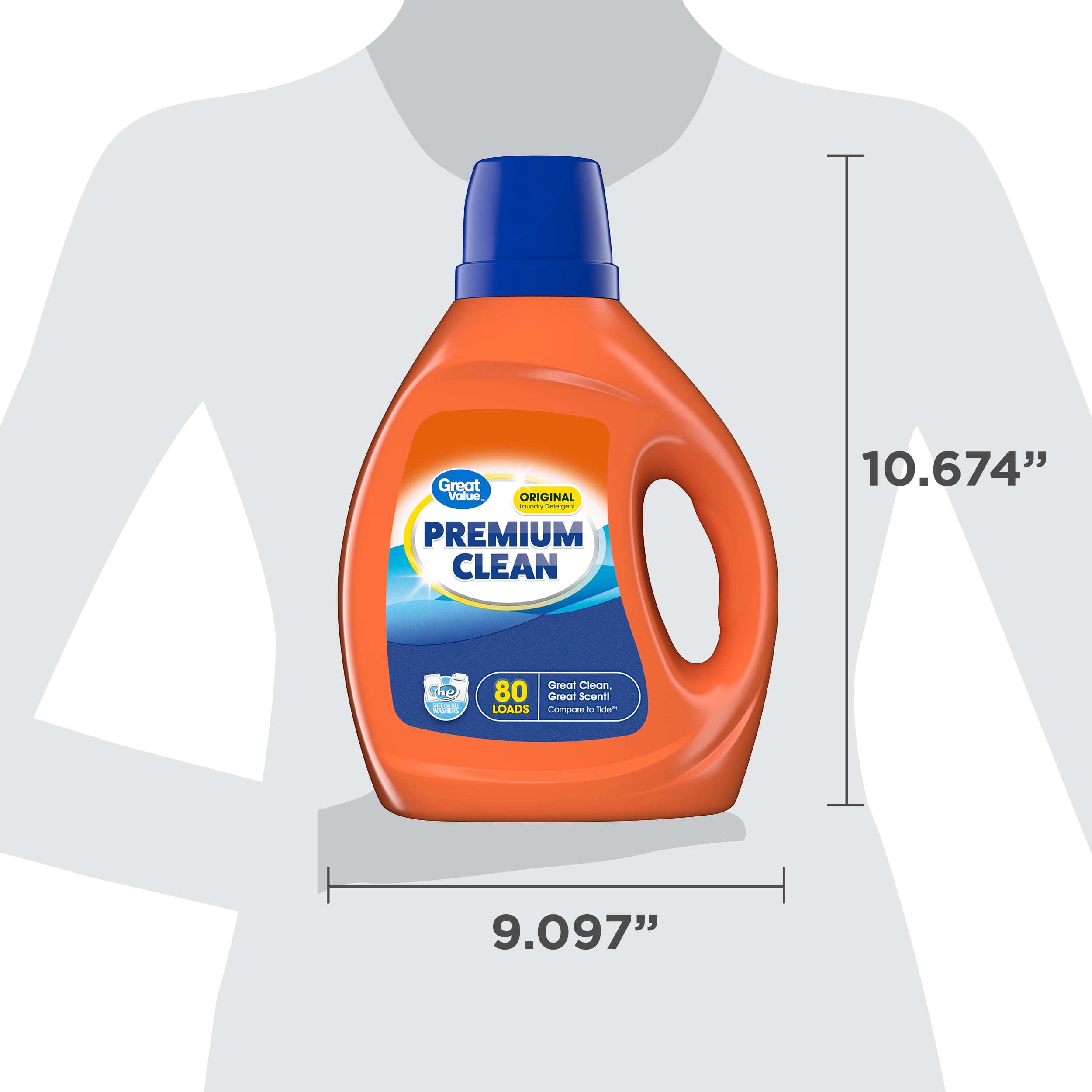 Great Value Premium Clean Original Laundry Detergent 105 fl oz, 80 loads