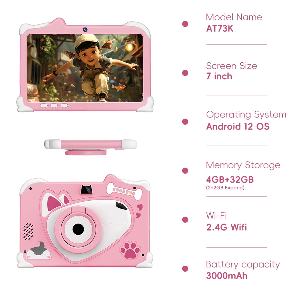 Kids Tablet for Boys and Girls, 7 Inch Toddler Tablet 4GB + 32GB Android 12 Kids Tablet