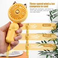 thumbnail image 4 of Ventilador de mano plegable con orejas de gato (amarillo), mini ventilador USB, ventilador portátil recargable, 3 velocidades de viento, ventilador de mano pequeño, ventilador de escritorio plegable, 4 of 5