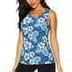 thumbnail image 1 of Fotbe Leaves And Flowers Blusas Sin Mangas para Mujer – Estilo Casual, Corte Suelto, Slim-Fit, Cuello Redondo Deportivo, Tops de Verano para Gimnasio y Yoga-Large, 1 of 1