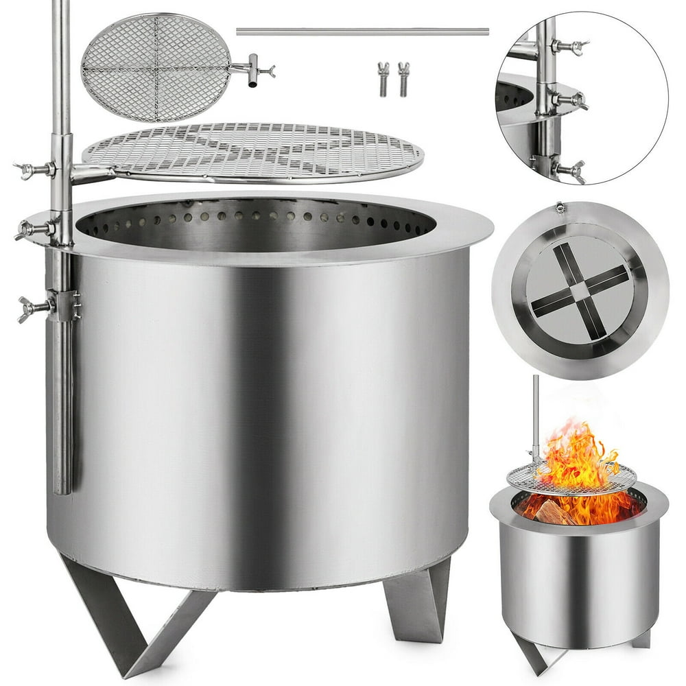 VEVOR Stainless Steel Wood Burning Fire Pit, 22 inch Bonfire Fire Pit Patio Fire Pit with