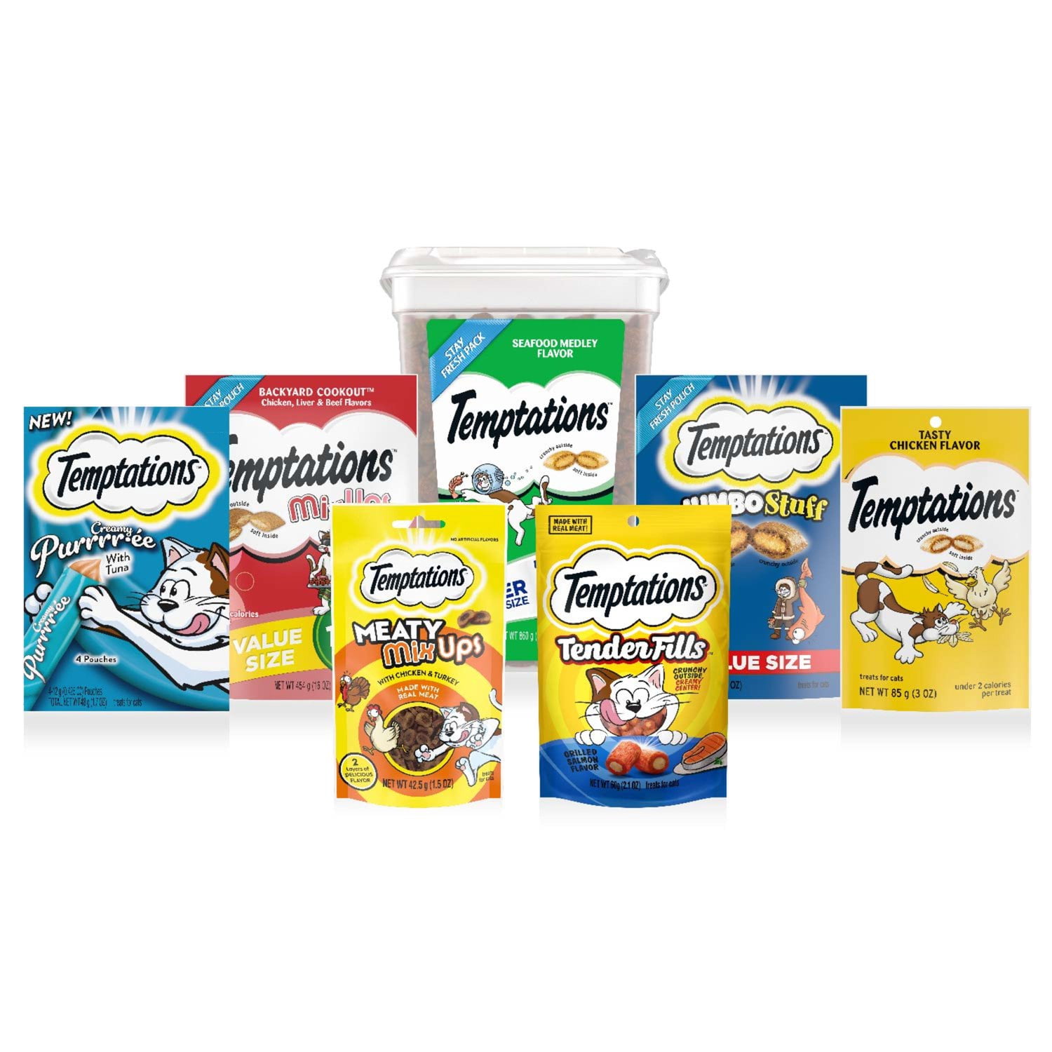 Temptations Mixups Surfer'S Delight Flavor Crunchy And Soft Cat Treats, 16 Oz Tub