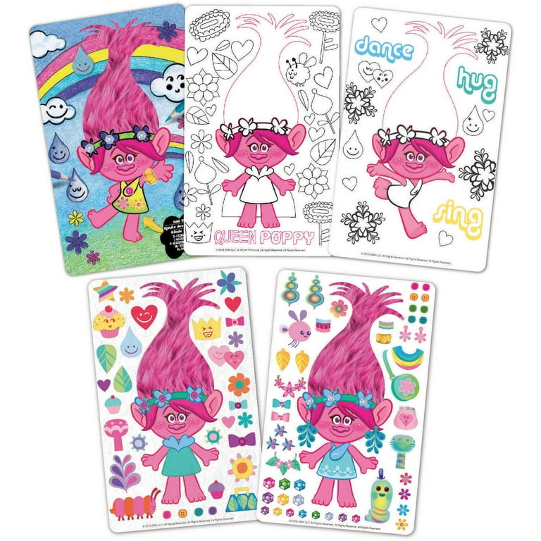 New Lot of 2 Trolls Poppy Sketch Book Set