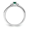 thumbnail image 2 of Sterling Silver Rhod-plated Created Emerald/Diamond Birthstone Ring, 2 of 6