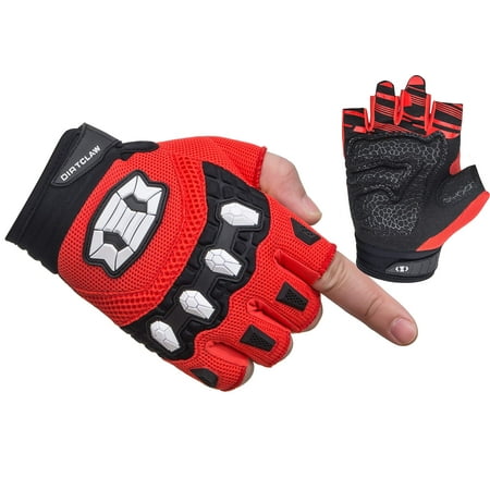 Seibertron Dirtclaw Unisex BMX MX ATV MTB Road Racing Mountain Bike Bicycle Cycling Off-Road/Dirt Bike Gel Padded Anti - Slip Palm Fingerless Gloves Motorcycle Motocross Sports Gloves youth size-red (Best Off Road Tires For Mountain Bike)