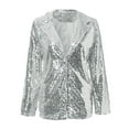 thumbnail image 3 of CENL Women Shinny Sequins Blazer Casual Party Jacket Coat Fall Rave Outerwear Blazer, 3 of 9