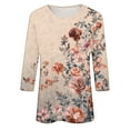 thumbnail image 5 of Fznquz Y2K Tshirts Women Pink Floral Summer Shirts Dressy Casual Comfy 3/4 Sleeve Women's Tops XL, 5 of 5