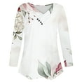 thumbnail image 3 of Craaazy Women's Fashion Printed Fall Gifts Tunics Long Sleeve Tops V Neck Shirts Loose Casual Blouses with Decor Button, 3 of 7