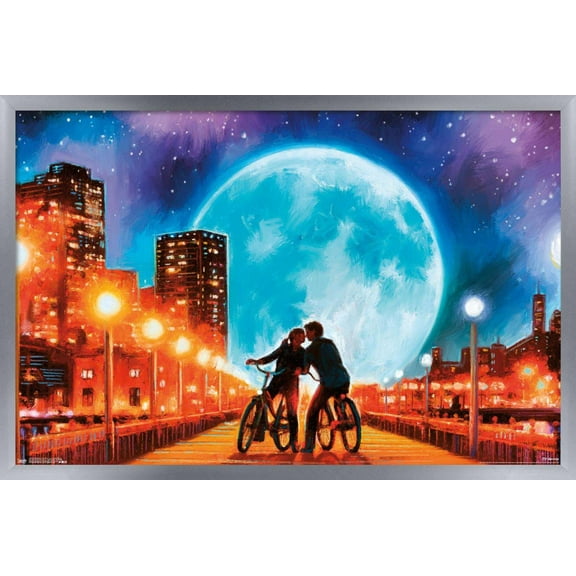 PD Moreno - Fine Art - Love by the Moon Wall Poster, 22.375" x 34", Framed