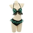 thumbnail image 3 of Women Halter Plaid Ruffled Two-Piece Bikini Set Anime Swimsuit Beach Lace Up Bathing Suit Beach Swimming Outfit, 3 of 7