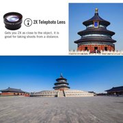 APEXEL 5 in 1 Fish Eye+Macro& Wide Angle Lens+CPL Filter+2X Telephoto Phone Camera Lens Kit