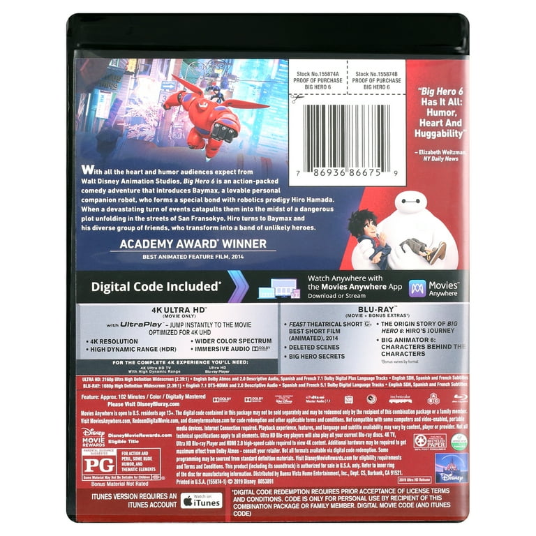 Disney's Big Hero 6 Movie: 4K Ultra HD, Blu-ray Copy