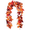 thumbnail image 1 of Guirnalda de hojas de arce artificiales de 2 piezas, hojas de otoño falsas, hojas de otoño artificiales para decoración de interiores y exteriores, bodas, cenas de Acción de Gracias, fiestas y, 1 of 5