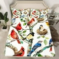 thumbnail image 2 of Manfei Cute Cardinals Twin Sheet Sets,Wild Animal Twin Fitted Sheet,Country Botanical Leaf Flat Sheet For Adults,Luxury Bedroom Decor,3 Pieces, 2 of 7