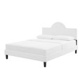 thumbnail image 1 of Platform Bed Frame, Queen Size, White, Velvet, Modern Contemporary, Bedroom Master Guest Suite Room, 1 of 10