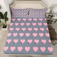 thumbnail image 3 of Feelyou Cute Princess Bowknot Twin Sheet Sets, Love Heart Grey Pink Twin Fitted Sheet, Teens Kids Boys Girls Flat Sheet, Luxury Bedroom Decor, 3 Pieces, 3 of 8