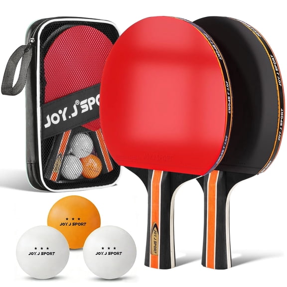 Portable Ping Pong Paddles Set, 2 Table Tennis Rackets and 3-Star Ping Pong Balls, and Carry Bag, Indoor/Outdoor Games