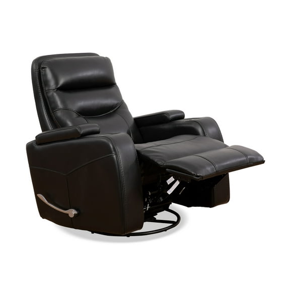 OnyxGlide Swivel Recliner with Storage Arms - Black