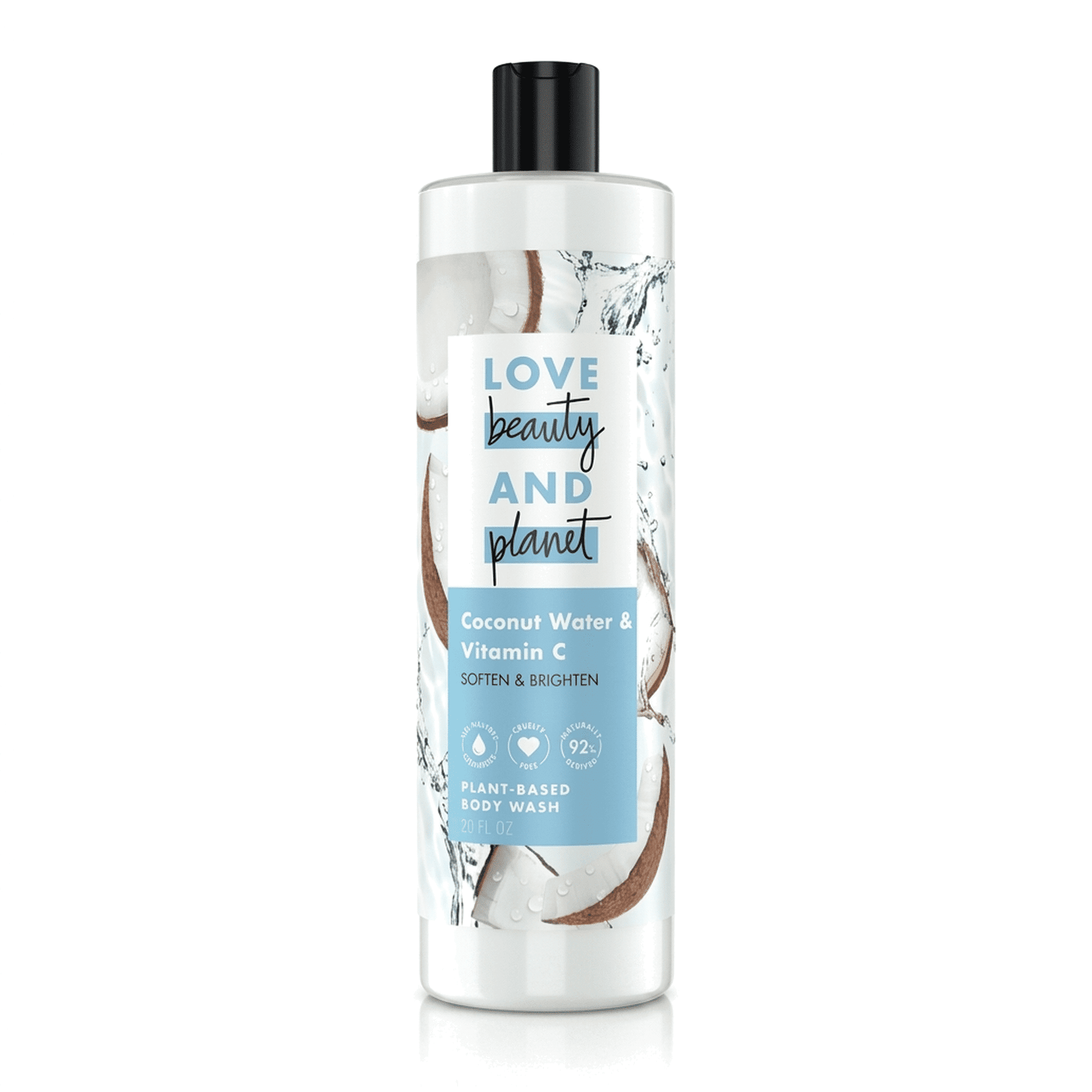 Love Beauty and Planet Coconut Water & Vitamin C Plant-Based Body Wash, Skin Softening & Brightening, 20 fl oz