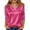 #01Hot Pink, variant on Dressy Tops for Women 3/4 Sleeve Silk Satin Blouses Business Work T Shirts Loose Fit Cowl Neck Spring Summer Outfits Blue S