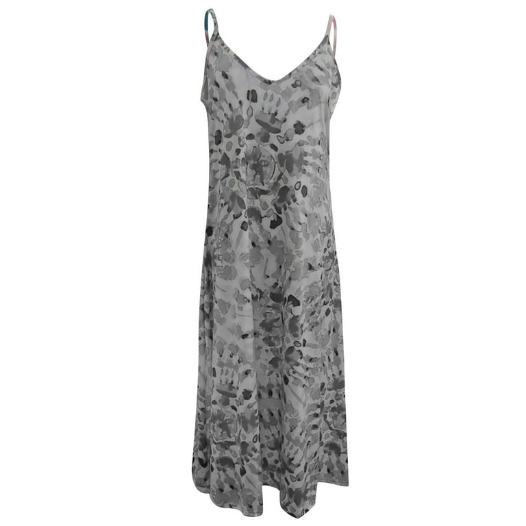Patlollav Clearance Dresses for Womens Summer Seaside Sling Sleeveless  V-Neck Solid Color Casual Dress 