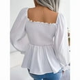 thumbnail image 6 of ZOELNIC Women's Peplum Tops Square Neck Ruffle Trim Long Sleeve Blouse Smocked Top Dressy Casual Shirts, XL, 6 of 7