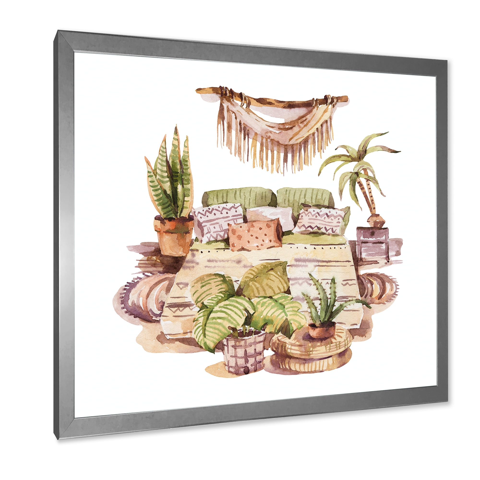 Designart 'Indoor House Plants Urban Jungle in Flowerpots IV' Traditional Framed Art Print