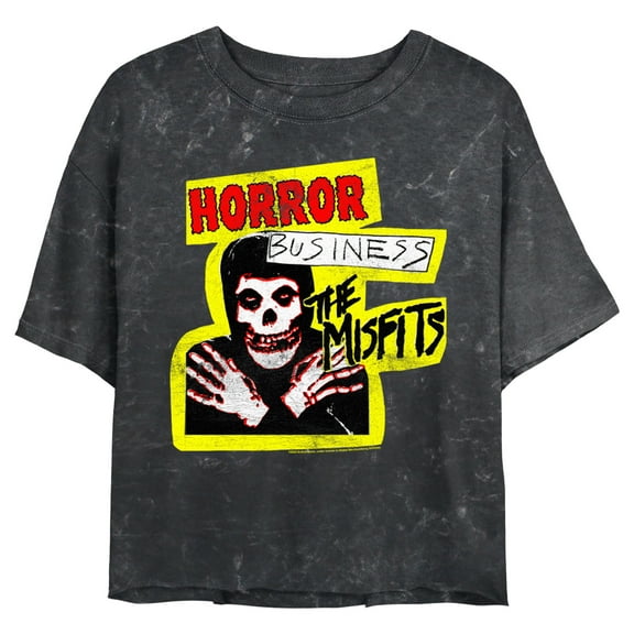 Junior's Misfits Horror Business Graphic Crop T-Shirt Black X Large