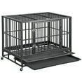 thumbnail image 3 of ZENY 38 Inch Indestructible Heavy Duty Dog Crate Escape Proof with Lockable Wheels High Anxiety Double Door Design, 3 of 10