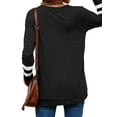 thumbnail image 6 of Hibeli Women Striped Colorblock Long Sleeve V Neck Lightweight Sweatshirt, 6 of 7
