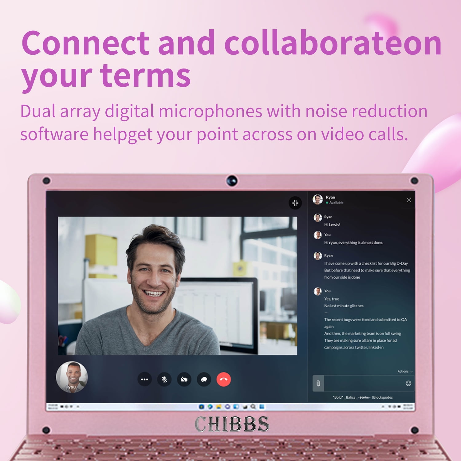 CHIBBS Portable 10.1" Inch Windows 11 Laptop computer powered by Intel Z4120, 8GB Ram + 128GB Rom, USB, HDMI, Bluetooth, Wi-Fi.
