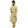 thumbnail image 3 of Atasi Men's Beige Designer Men's Kurta Pyjama Ethnic Wear Shirt-Small, 3 of 7