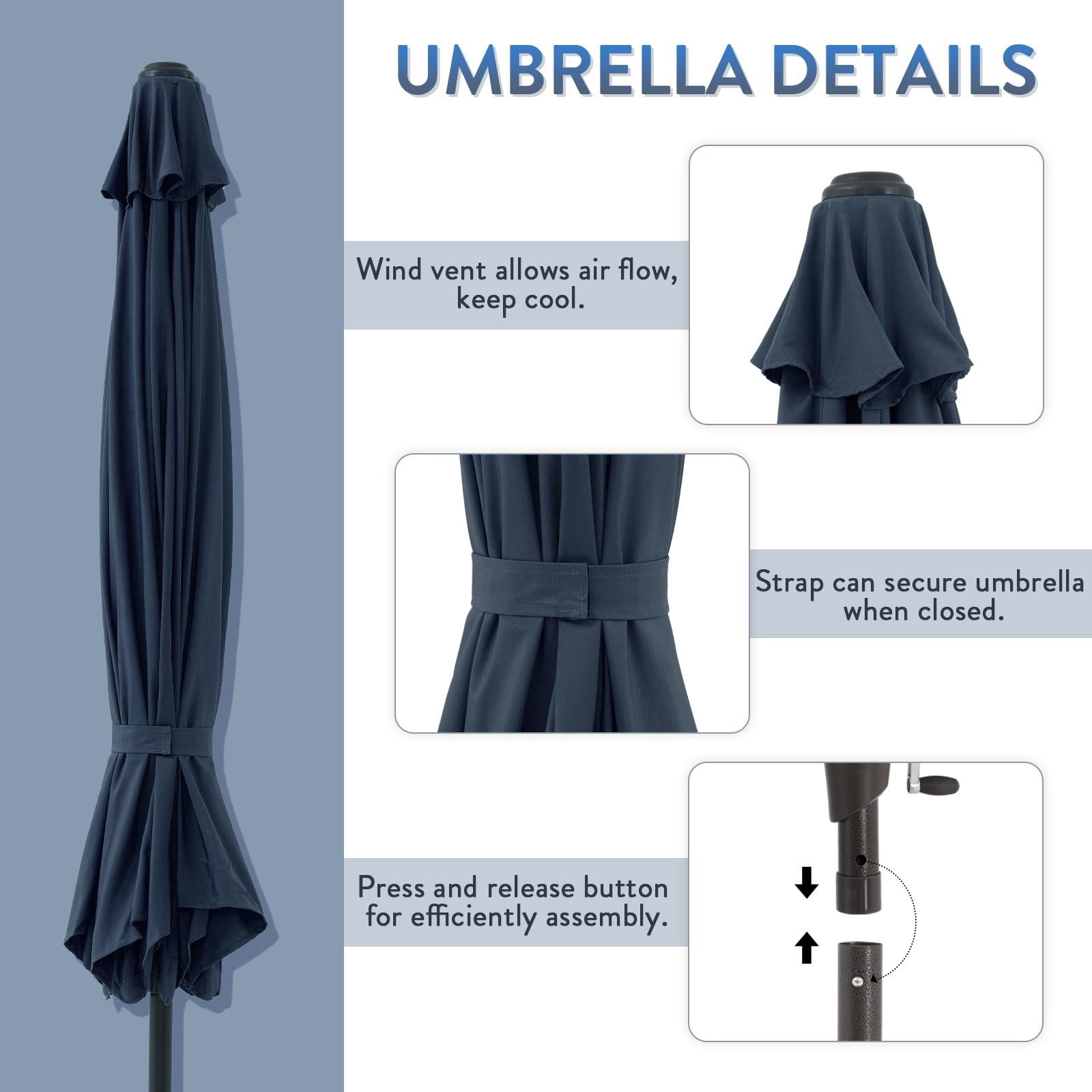 Patio Umbrella with Patio Market Umbrella Base, 9-feet Outdoor Table Market Umbrella