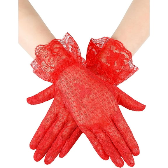YooGuoGuo Women's Lace Gloves Bow Floral Bridal Wedding Gloves for Tea Party Summer Prom Costume Accessories
