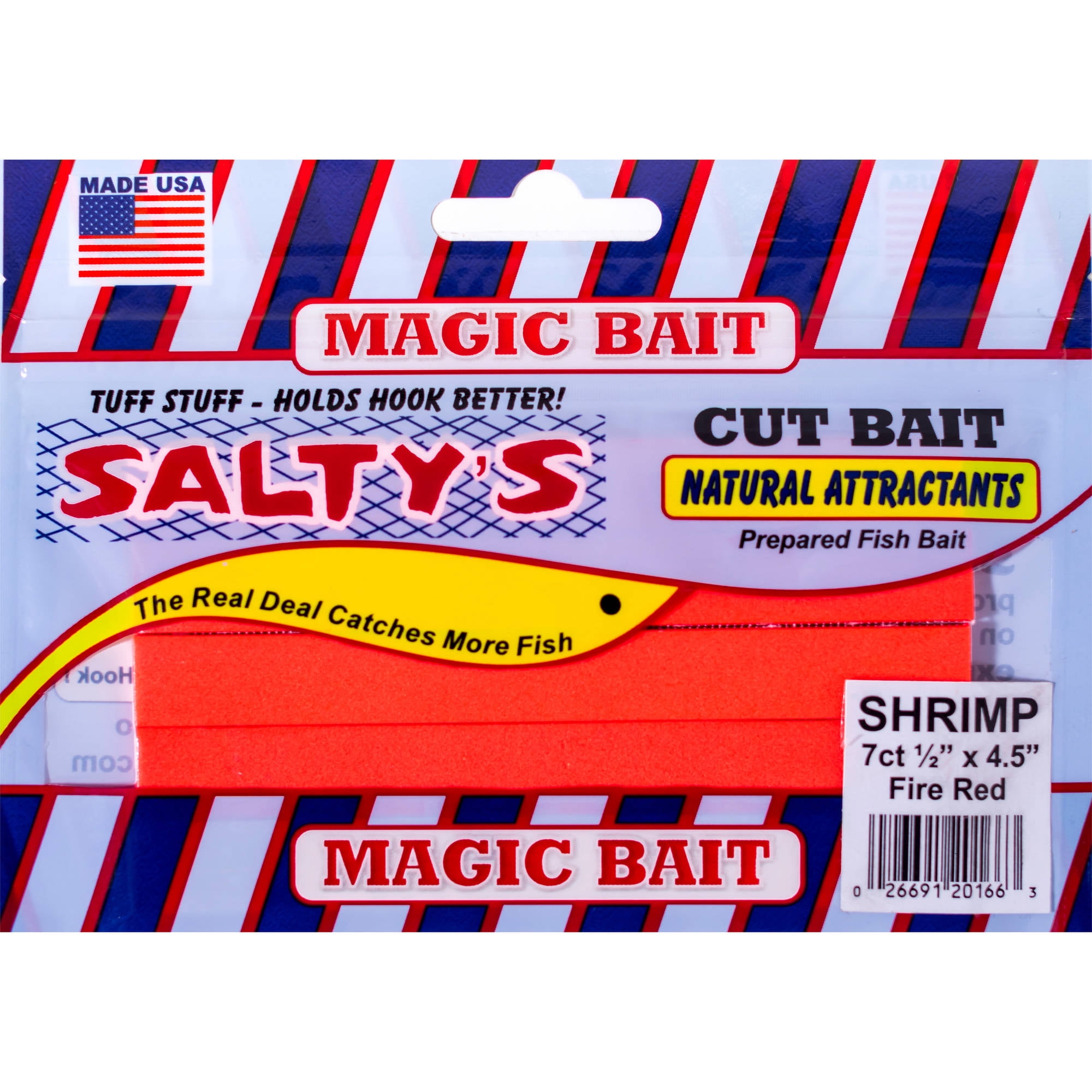 Magic Bait Salty's Cut Fishing Bait, Orange, 7 ct