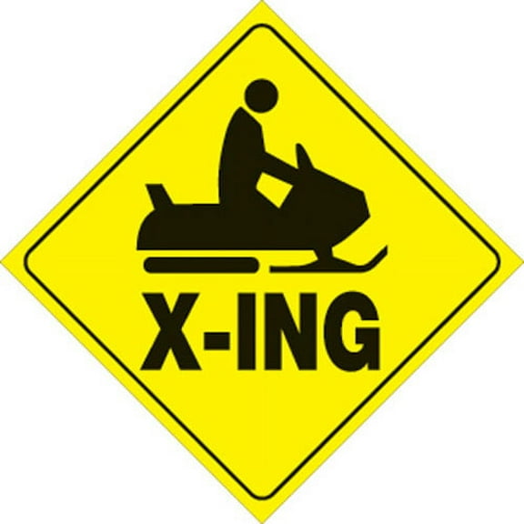 Yellow Plastic Reflective Sign 12 Inch - Snowmobile X-Ing