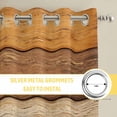 thumbnail image 6 of Farmhouse Burnt Orange Brown Kitchen Curtains Window Panels, Vintage Wooden Striped Insulated Window Treatment Curtain, Grommet Curtains for Bedroom/Living Room/Bathroom, 2 Piece 42"Wx54"L, 6 of 8
