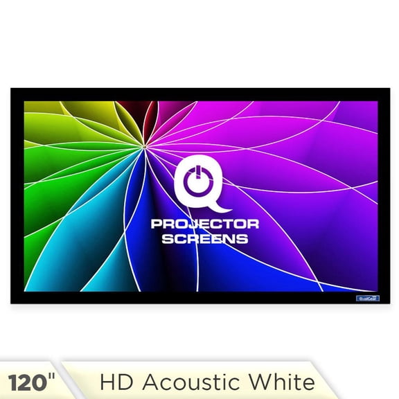 QualGear 120-Inch Fixed Frame Projector Screen, 16:9 4K HD High Definition 1.0 Gain Acoustic White (QG-PS-FF6-169-120-A)