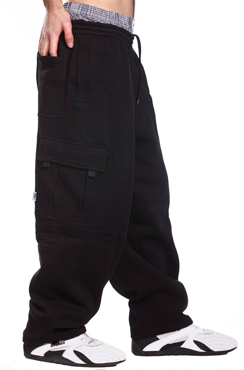 Pro 5 Mens Fleece Cargo Sweatpants,Black,3XL 